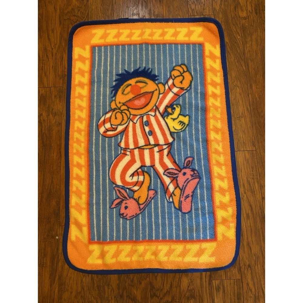 Ernie Owen Blanket Throw Vtg 90s Sesame Street Rubber Duckie 45" X 30" Blankie